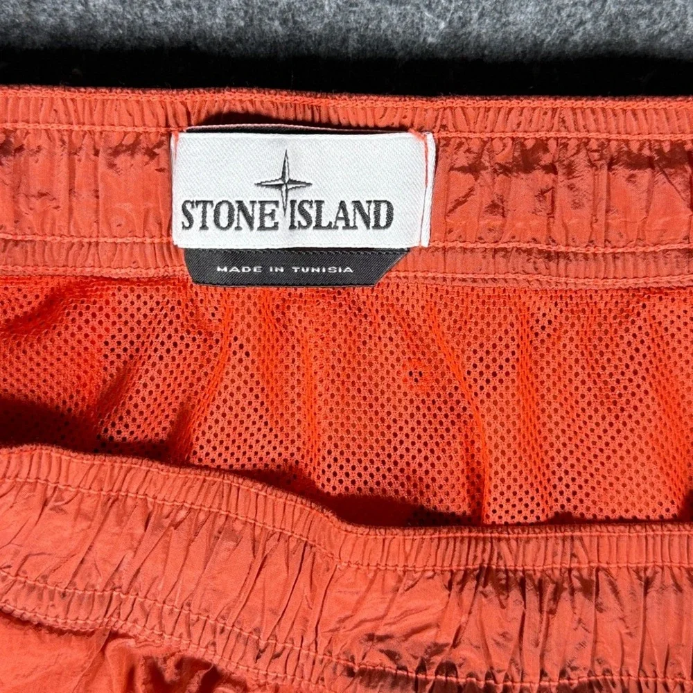 Stone Island Nylon Metal Swim Shorts Orange Coral Colorblock Mens Medium
